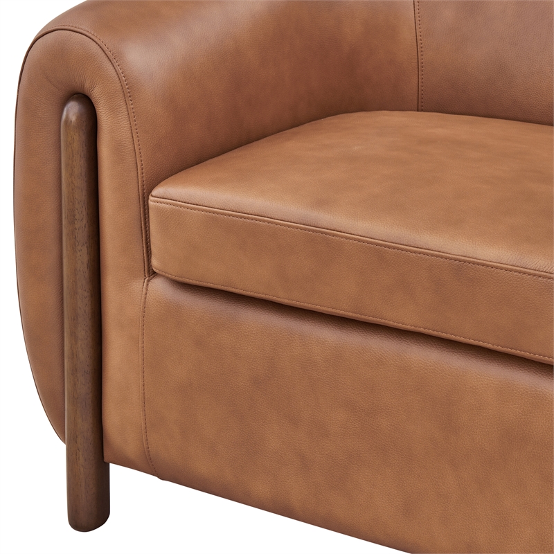 New Pacific Direct Cordelia Top Grain Leather Accent Arm Chair in Brown