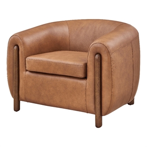 New Pacific Direct Cordelia Top Grain Leather Accent Arm Chair in Brown