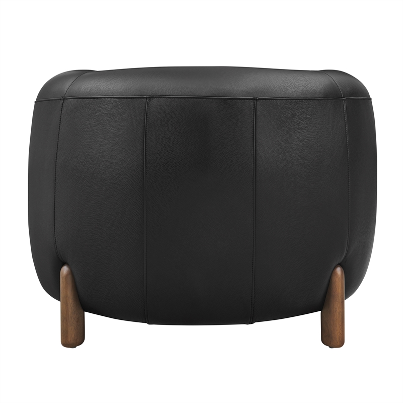 New Pacific Direct Cordelia Top Grain Leather Accent Arm Chair in Stolm Black