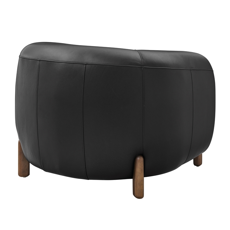 New Pacific Direct Cordelia Top Grain Leather Accent Arm Chair in Stolm Black