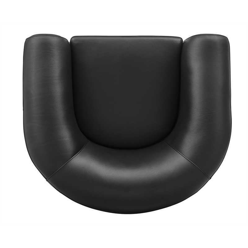 New Pacific Direct Cordelia Top Grain Leather Accent Arm Chair in Stolm Black