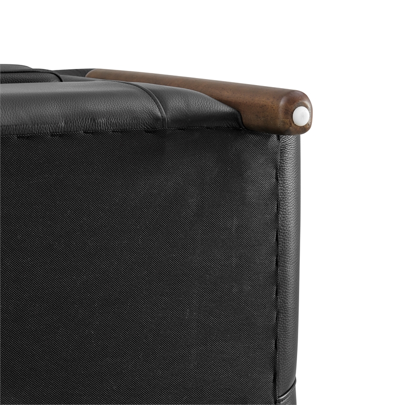 New Pacific Direct Cordelia Top Grain Leather Accent Arm Chair in Stolm Black
