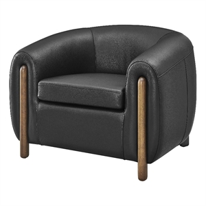 New Pacific Direct Cordelia Top Grain Leather Accent Arm Chair in Stolm Black