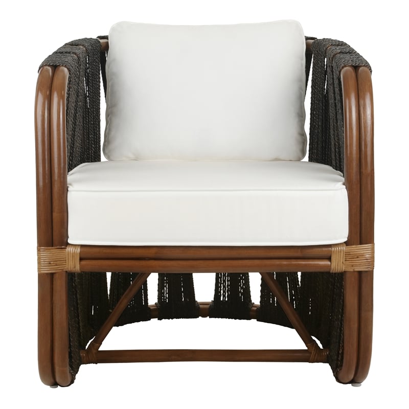 New Pacific Direct Shanaya Rattan Accent Arm Chair w/ Abaca in Cane Brown