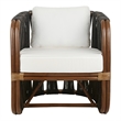 NPD Furniture Shanaya Rattan Accent Arm Chair w/ Abaca in Cane Brown