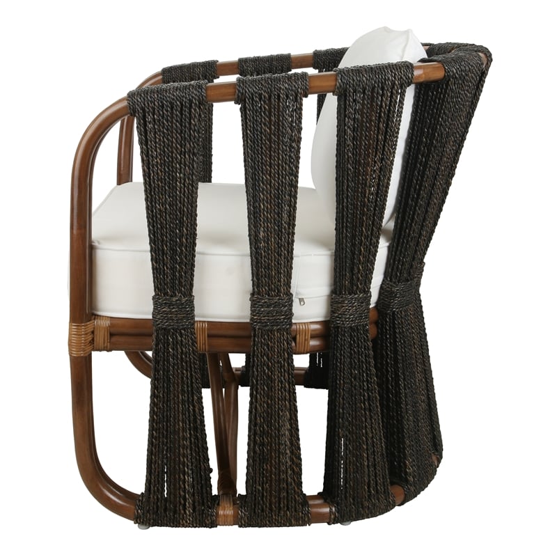 New Pacific Direct Shanaya Rattan Accent Arm Chair w/ Abaca in Cane Brown