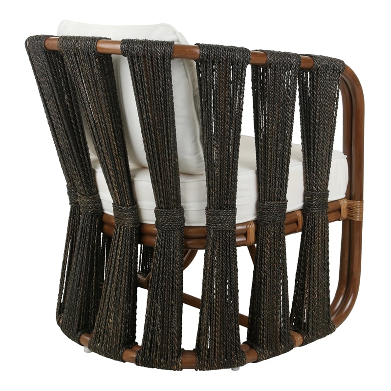 New Pacific Direct Shanaya Rattan Accent Arm Chair w/ Abaca in Cane Brown
