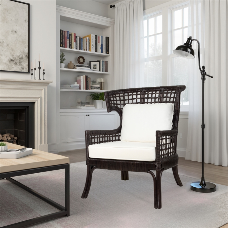 New Pacific Direct Zelma Rattan Accent Arm Chair in Espresso Brown