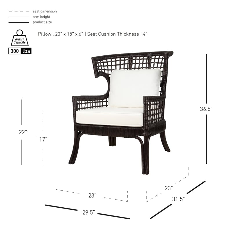 New Pacific Direct Zelma Rattan Accent Arm Chair in Espresso Brown