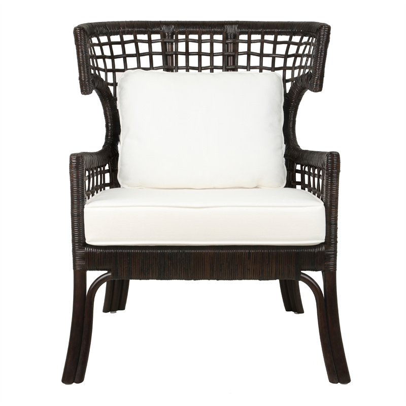 New Pacific Direct Zelma Rattan Accent Arm Chair in Espresso Brown