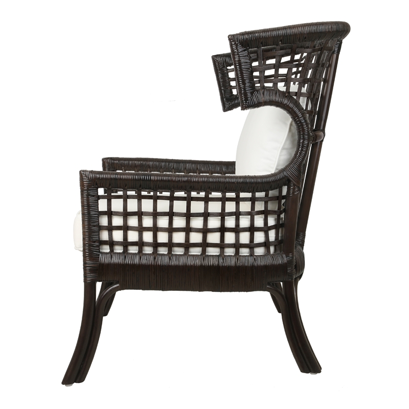 New Pacific Direct Zelma Rattan Accent Arm Chair in Espresso Brown