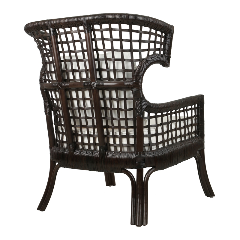 New Pacific Direct Zelma Rattan Accent Arm Chair in Espresso Brown