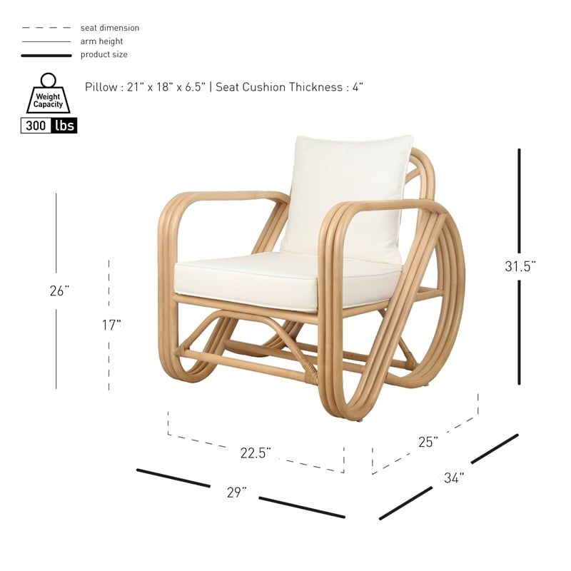 New Pacific Direct Aimara Rattan Accent Arm Chair in Natural