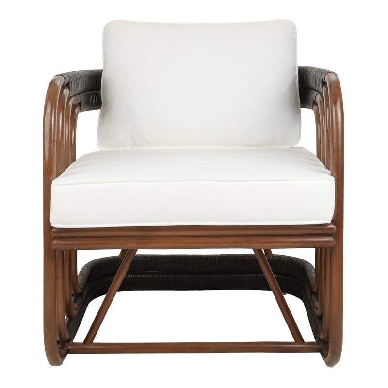 New Pacific Direct Kimori Rattan Accent Arm Chair in Cane Brown/Espresso Brown