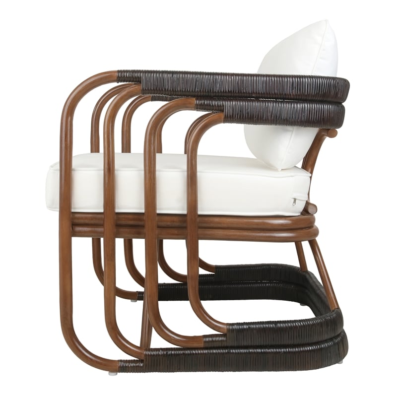 New Pacific Direct Kimori Rattan Accent Arm Chair in Cane Brown/Espresso Brown