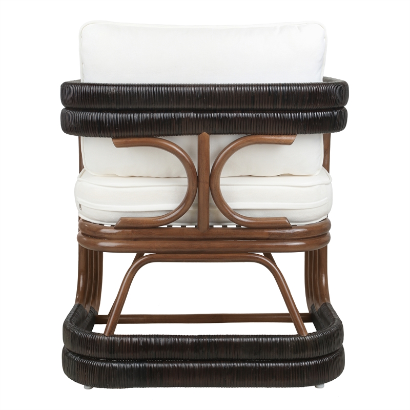 New Pacific Direct Kimori Rattan Accent Arm Chair in Cane Brown/Espresso Brown