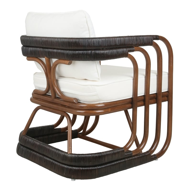 New Pacific Direct Kimori Rattan Accent Arm Chair in Cane Brown/Espresso Brown