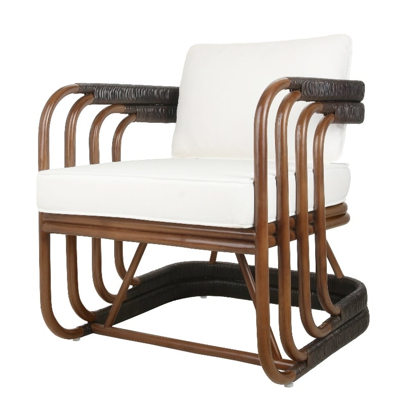 New Pacific Direct Kimori Rattan Accent Arm Chair in Cane Brown/Espresso Brown