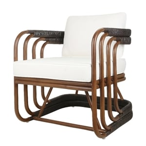 New Pacific Direct Kimori Rattan Accent Arm Chair in Cane Brown/Espresso Brown