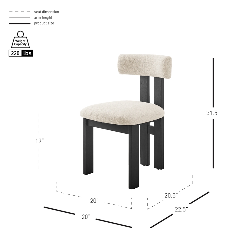 NPD Furniture Hailey Boucle Dining Side Chair Black frame in Beige