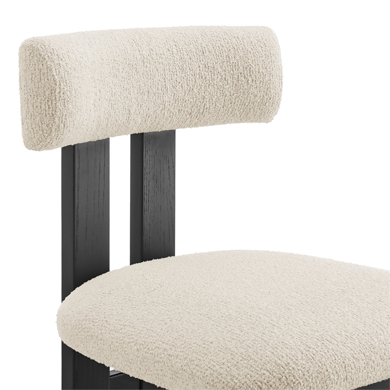 NPD Furniture Hailey Boucle Dining Side Chair Black frame in Beige