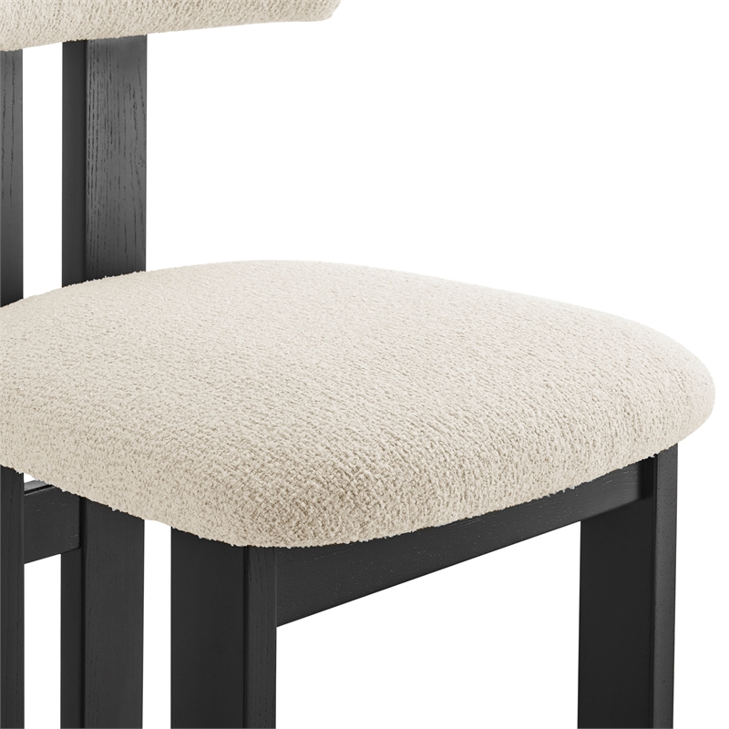 NPD Furniture Hailey Boucle Dining Side Chair Black frame in Beige