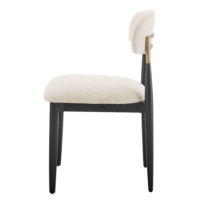 NPD Furniture Verna Boucle Dining Side Chair Black Frame in Palladian Beige