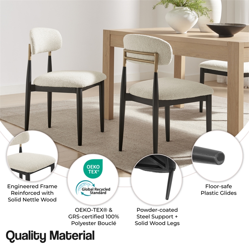 NPD Furniture Verna Boucle Dining Side Chair Black Frame in Palladian Beige