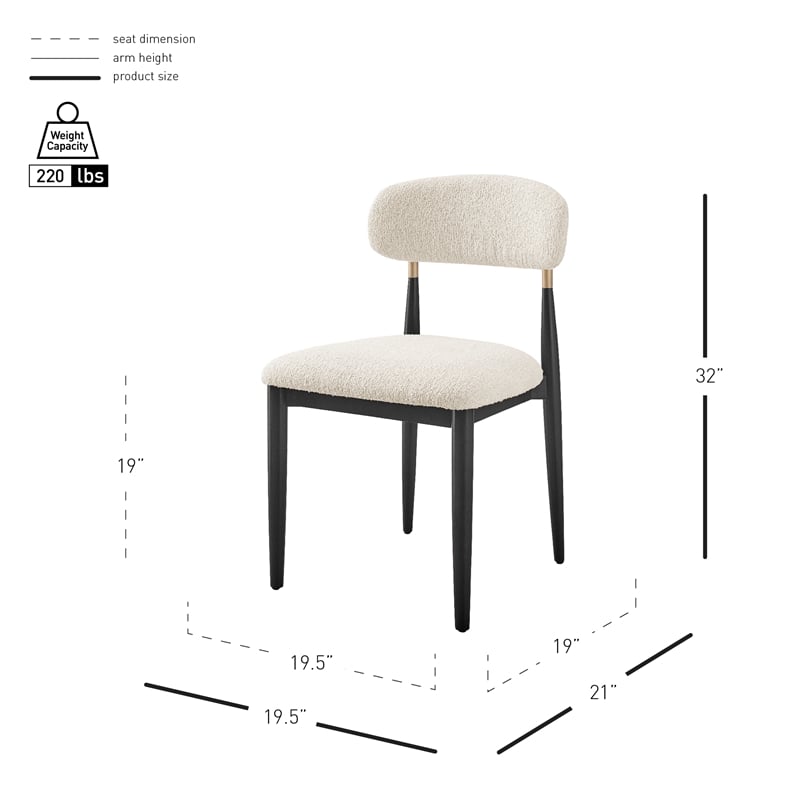 NPD Furniture Verna Boucle Dining Side Chair Black Frame in Palladian Beige