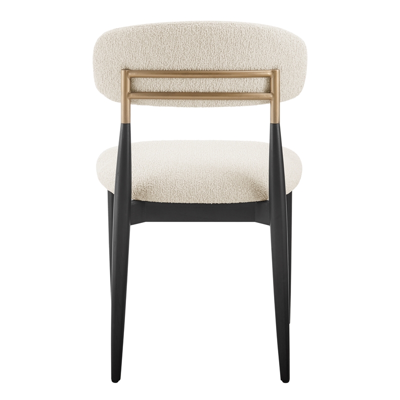 NPD Furniture Verna Boucle Dining Side Chair Black Frame in Palladian Beige