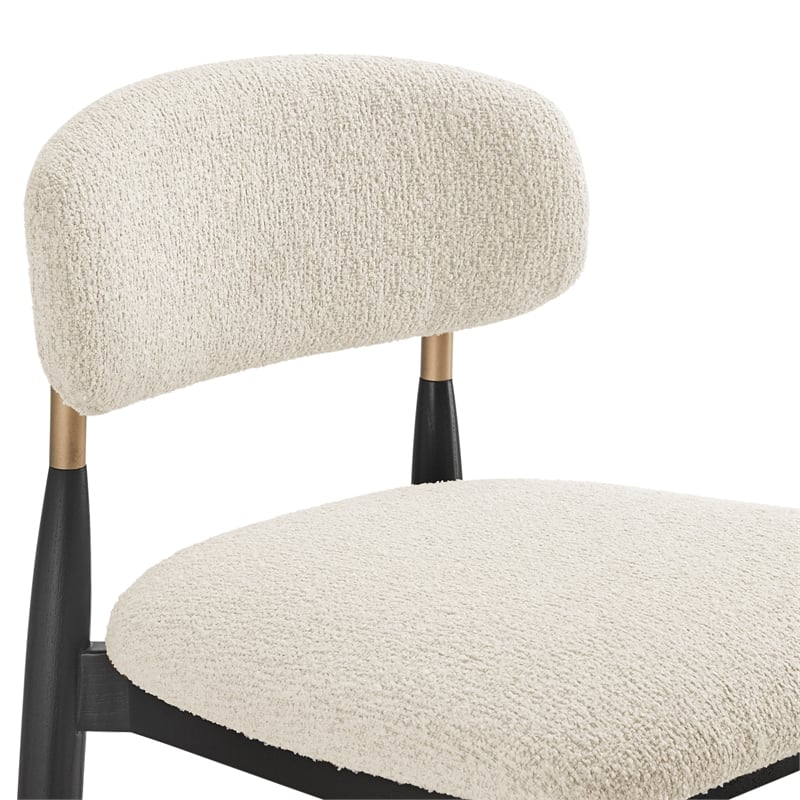 NPD Furniture Verna Boucle Dining Side Chair Black Frame in Palladian Beige