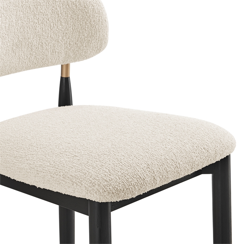 NPD Furniture Verna Boucle Dining Side Chair Black Frame in Palladian Beige