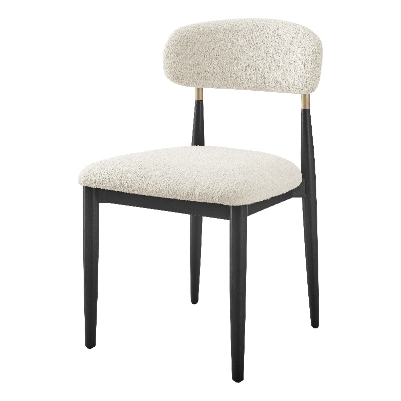 NPD Furniture Verna Boucle Dining Side Chair Black Frame in Palladian Beige