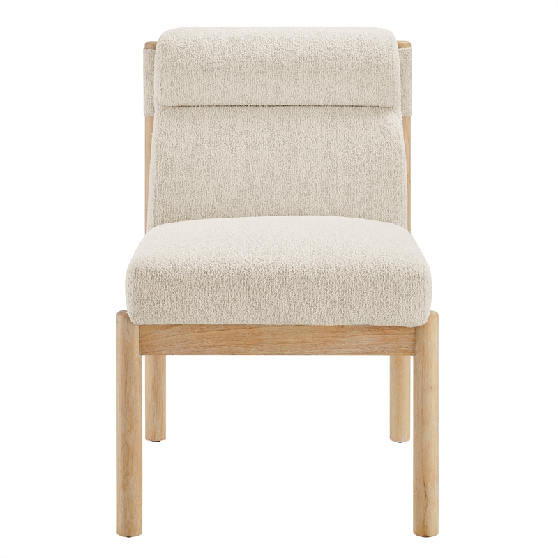 NPD Furniture Micah Boucle Dining Side Chair NWO Frame in Palladian Beige