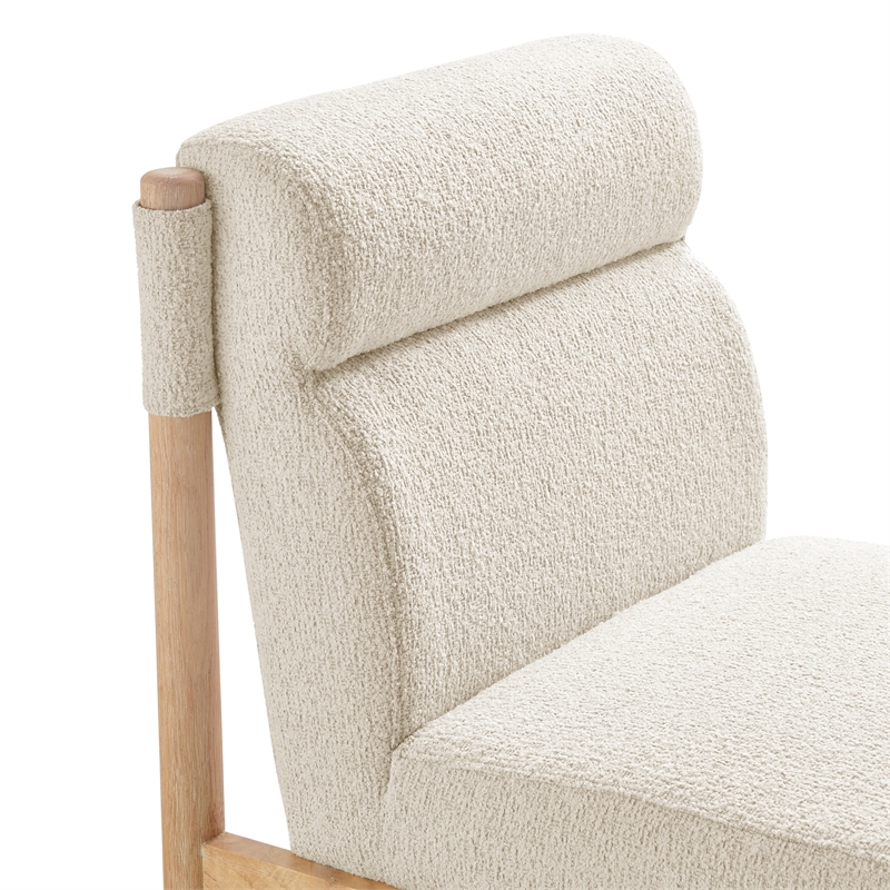 NPD Furniture Micah Boucle Dining Side Chair NWO Frame in Palladian Beige