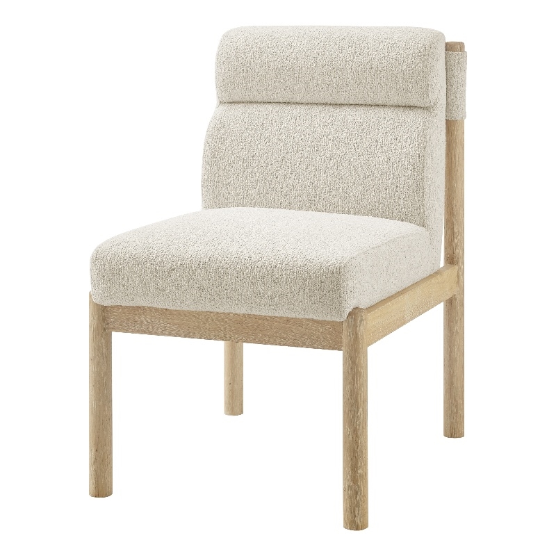 NPD Furniture Micah Boucle Dining Side Chair NWO Frame in Palladian Beige