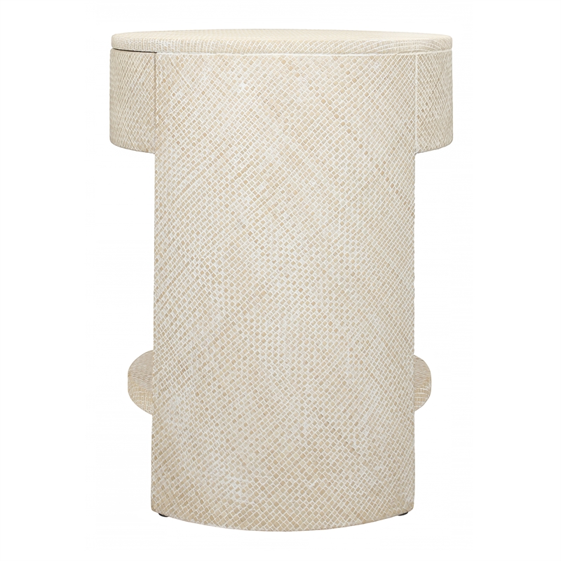 NPD Furniture Zivon Round Nightstand/Side Table in Whitewash