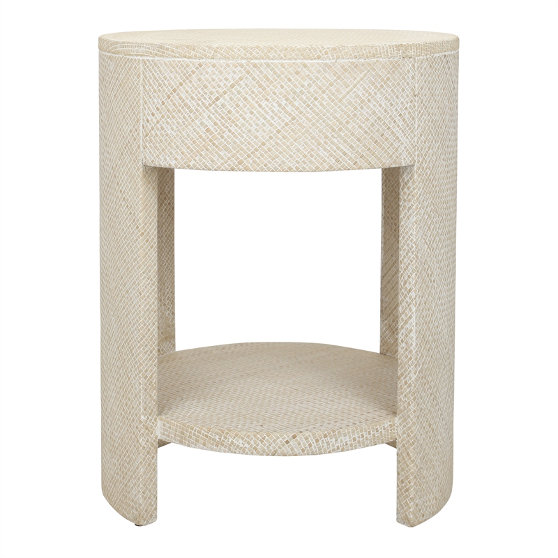 NPD Furniture Zivon Round Nightstand/Side Table in Whitewash