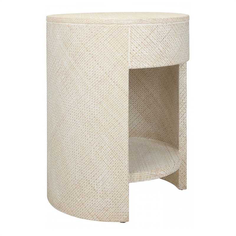NPD Furniture Zivon Round Nightstand/Side Table in Whitewash