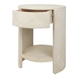 NPD Furniture Zivon Round Nightstand/Side Table in Whitewash
