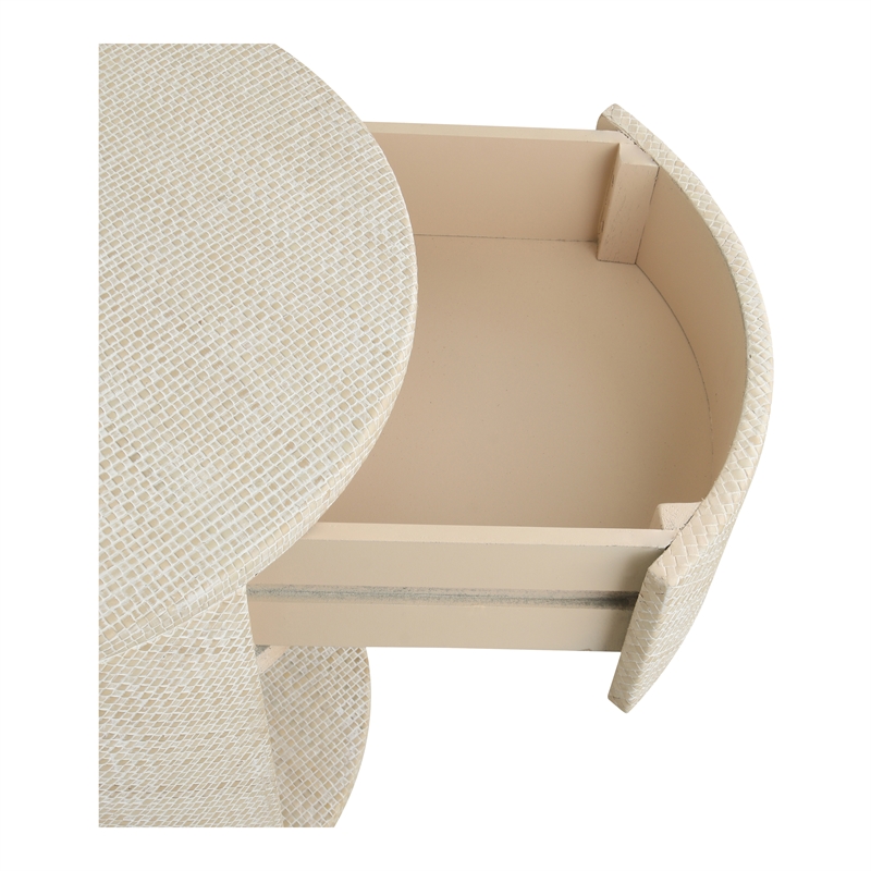 NPD Furniture Zivon Round Nightstand/Side Table in Whitewash