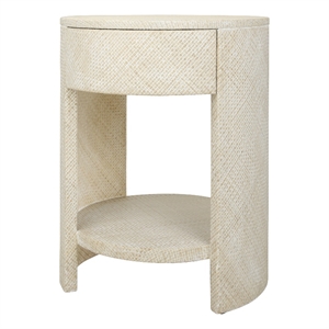New Pacific Direct Zivon Round Nightstand/Side Table in Whitewash