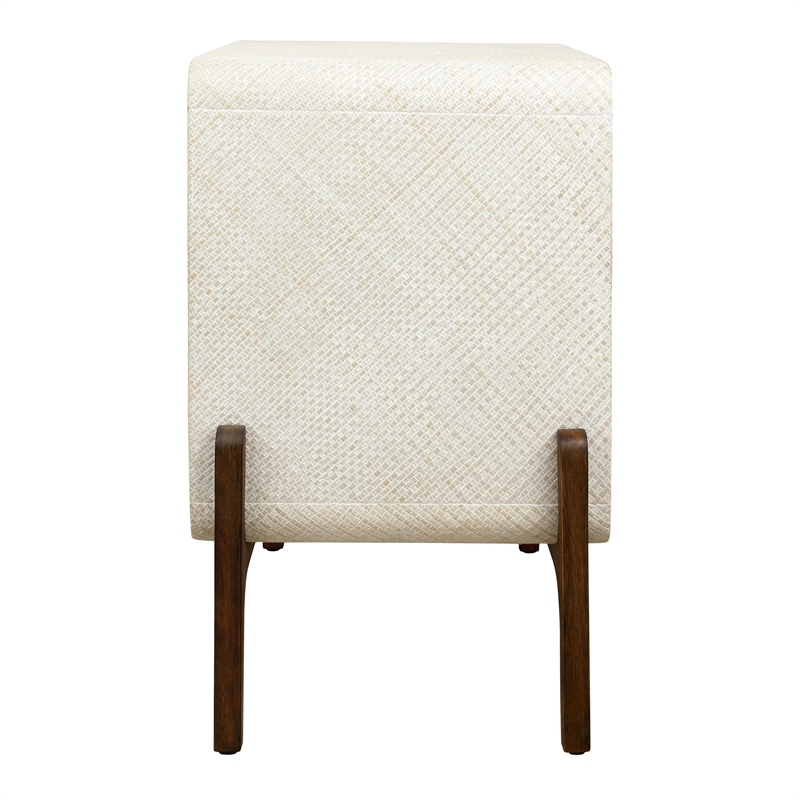 NPD Furniture Lotie KD Nightstand/Side Table 2 Drawers Walnut Legs in White