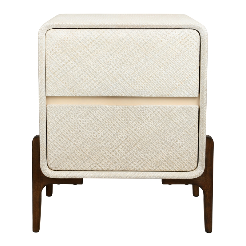 NPD Furniture Lotie KD Nightstand/Side Table 2 Drawers Walnut Legs in White