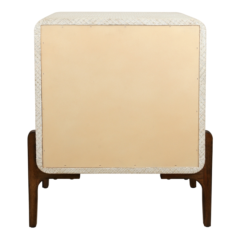 NPD Furniture Lotie KD Nightstand/Side Table 2 Drawers Walnut Legs in White