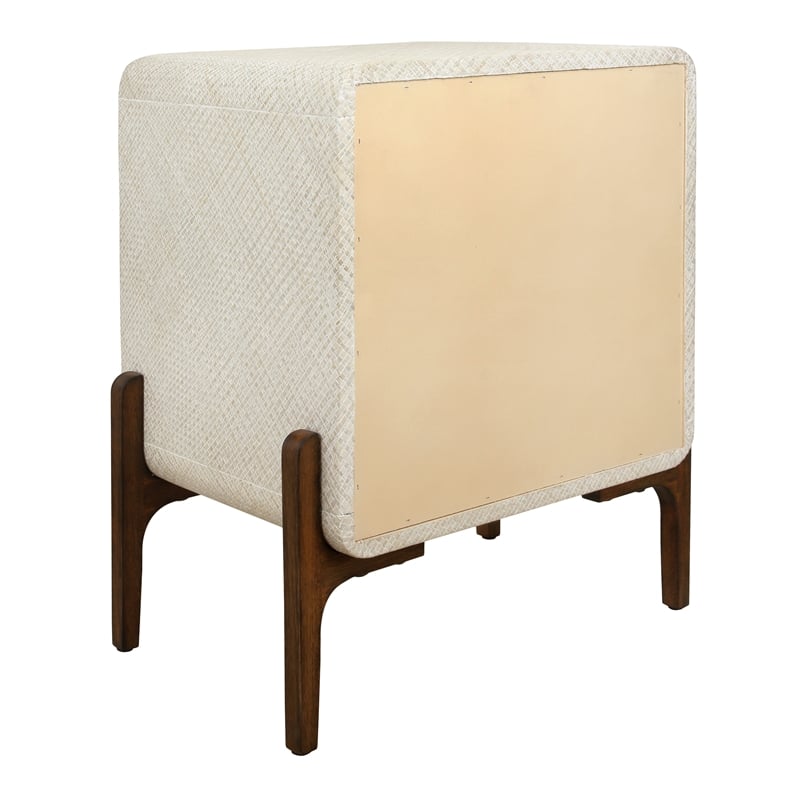 NPD Furniture Lotie KD Nightstand/Side Table 2 Drawers Walnut Legs in White