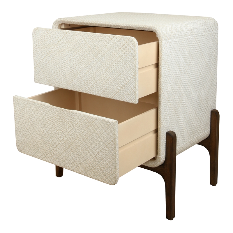 NPD Furniture Lotie KD Nightstand/Side Table 2 Drawers Walnut Legs in White