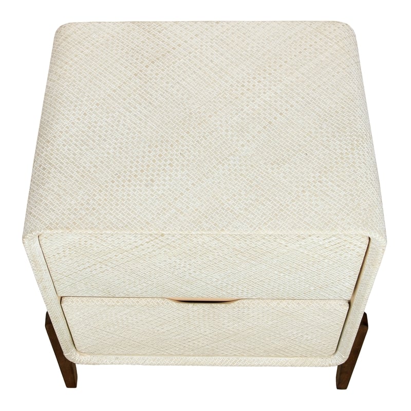 NPD Furniture Lotie KD Nightstand/Side Table 2 Drawers Walnut Legs in White
