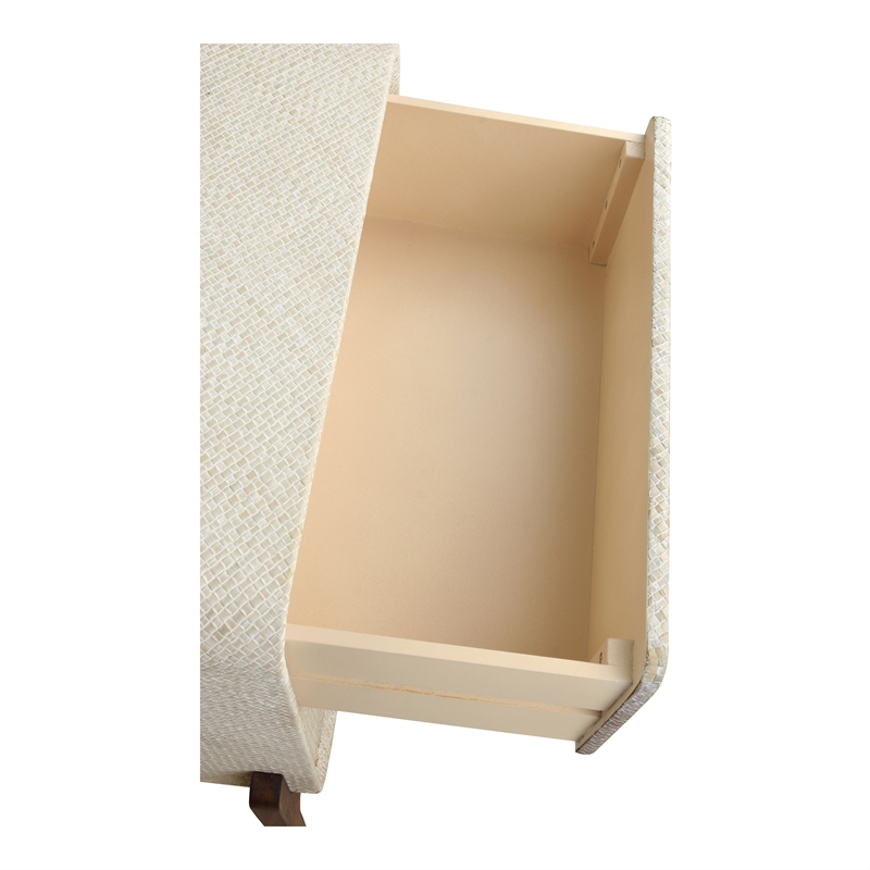 NPD Furniture Lotie KD Nightstand/Side Table 2 Drawers Walnut Legs in White