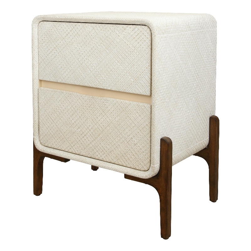 NPD Furniture Lotie KD Nightstand/Side Table 2 Drawers Walnut Legs in White